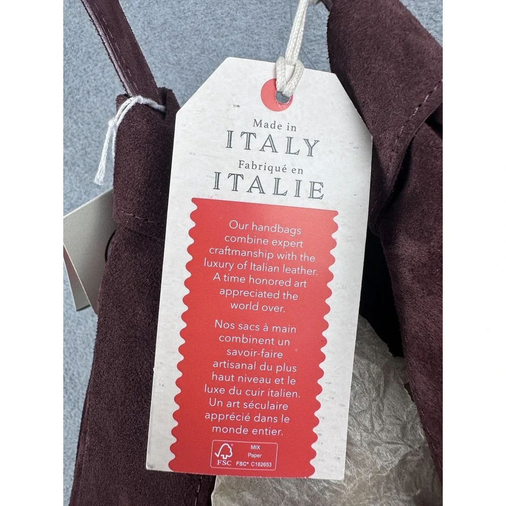 Divina Firenze Shoulder Bag Womens Large Burgundy Suede Leather Handmade Italy - Picture 5 of 11